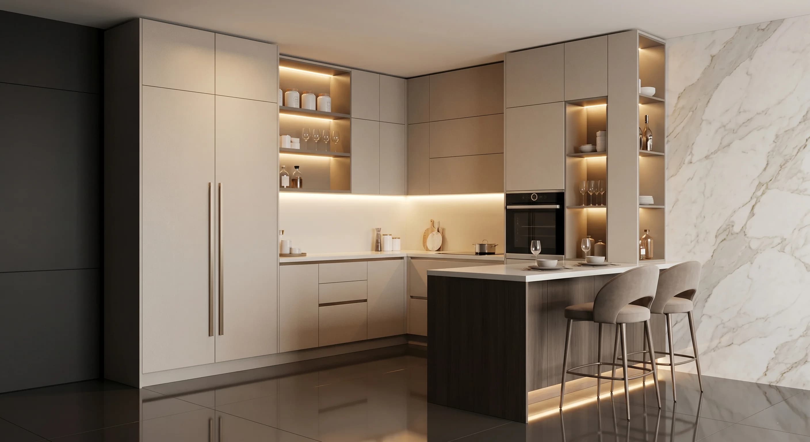 ALUFURN Classic Matte aluminium modular kitchen India